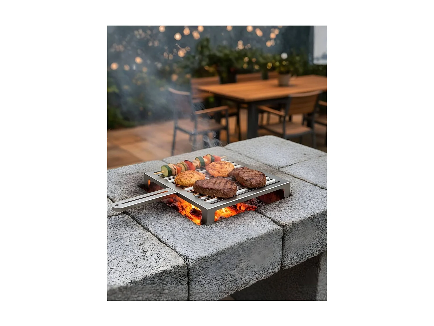 Grille barbecue inox viande, moyenne, ABRÁSAME