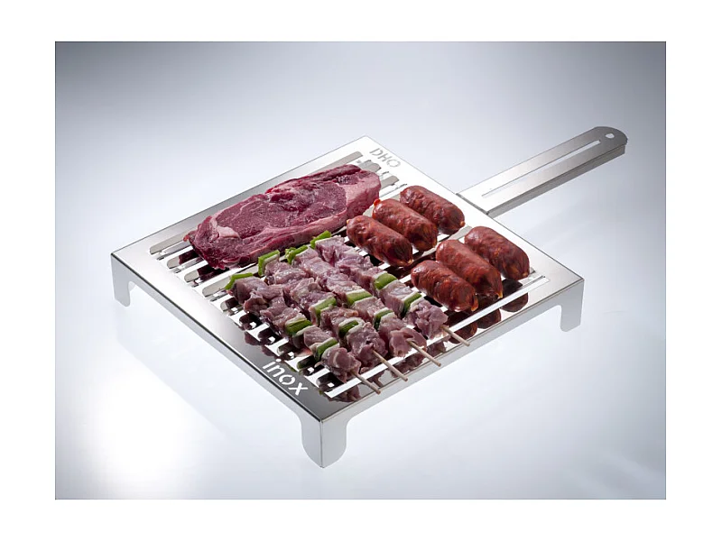 Edelstahl Grillrost, Maße der Grillfläche: 35 ( ⟷ ) 35 ( ⤢ ) cm, speziell für Fleisch, ABRASAME