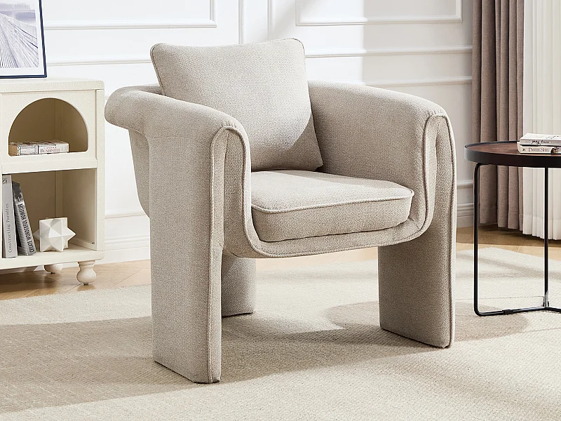 Fauteuil en tissu beige JOLIPIA