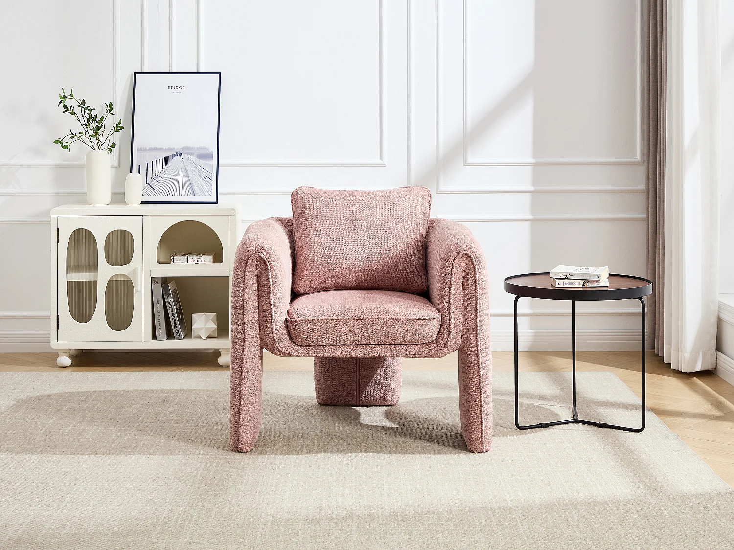Fauteuil en tissu rose JOLIPIA