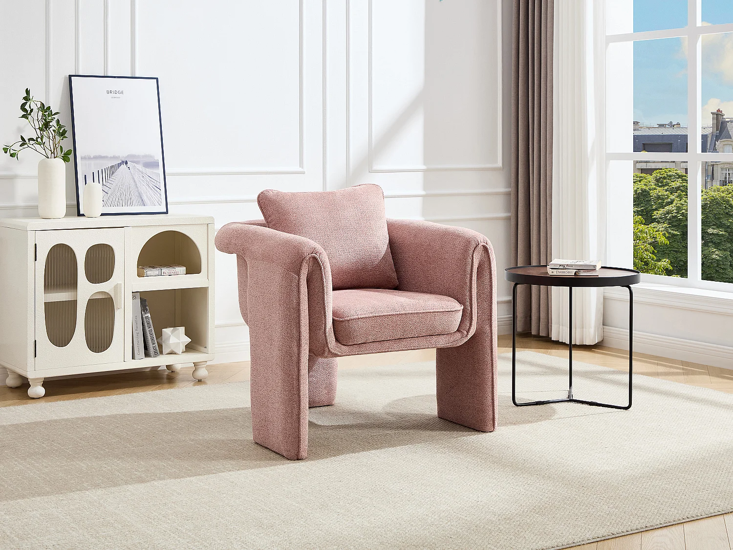 Fauteuil en tissu rose JOLIPIA