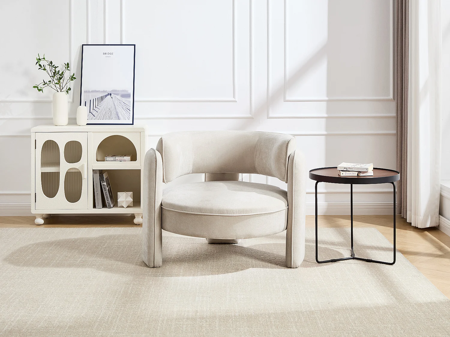 Fauteuil en tissu beige ZORIMO