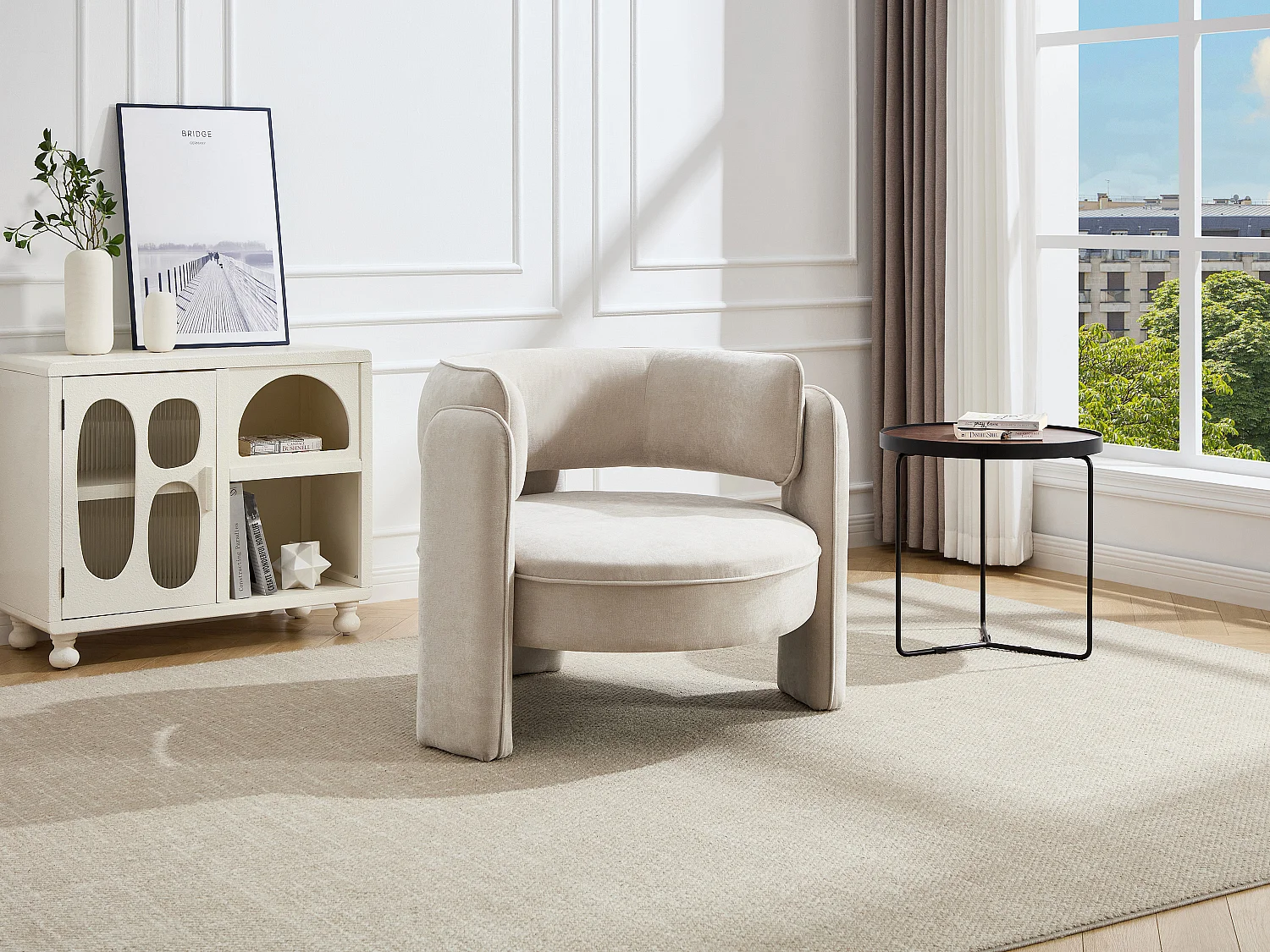 Fauteuil en tissu beige ZORIMO