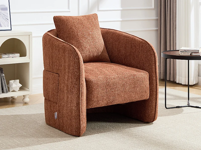 Fauteuil en tissu chiné terracotta LANITO