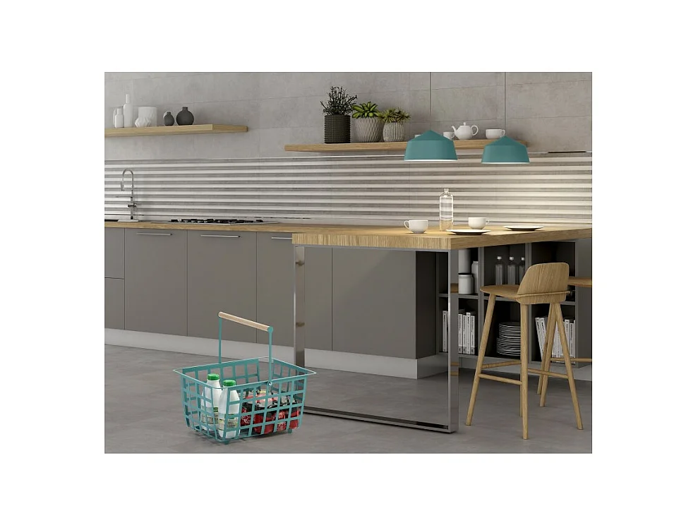 Set de 2 semi grands paniers avec poignée en bois, ZESTA.