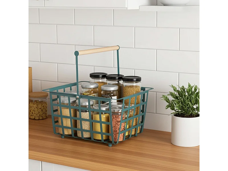 Panier de rangement et décoratif en métal,avec poignée,  taille semi grande, ZESTA