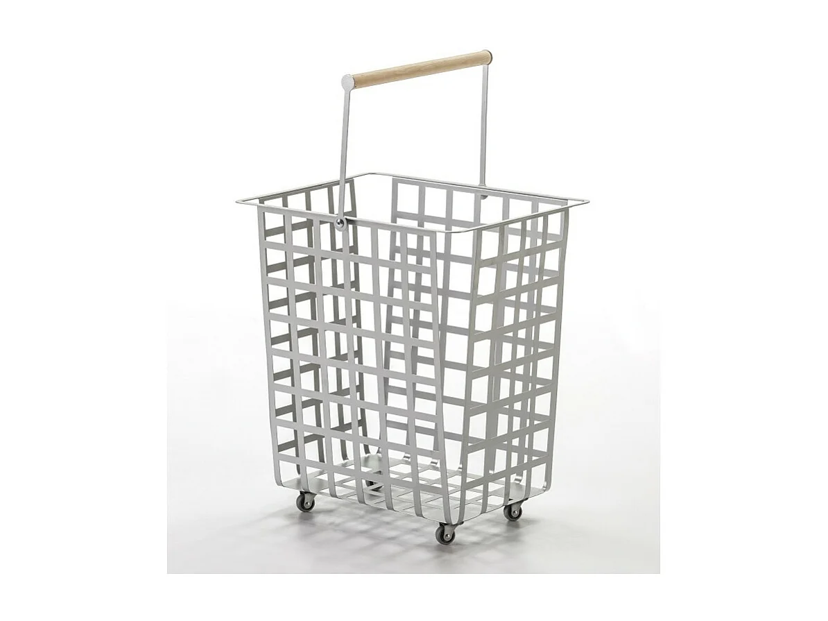 Set de 2 grands paniers multi-usages avec roulettes et poignée en bois. ZESTA