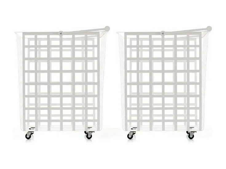 Set de 2 grands paniers multi-usages avec roulettes et poignée en bois. ZESTA