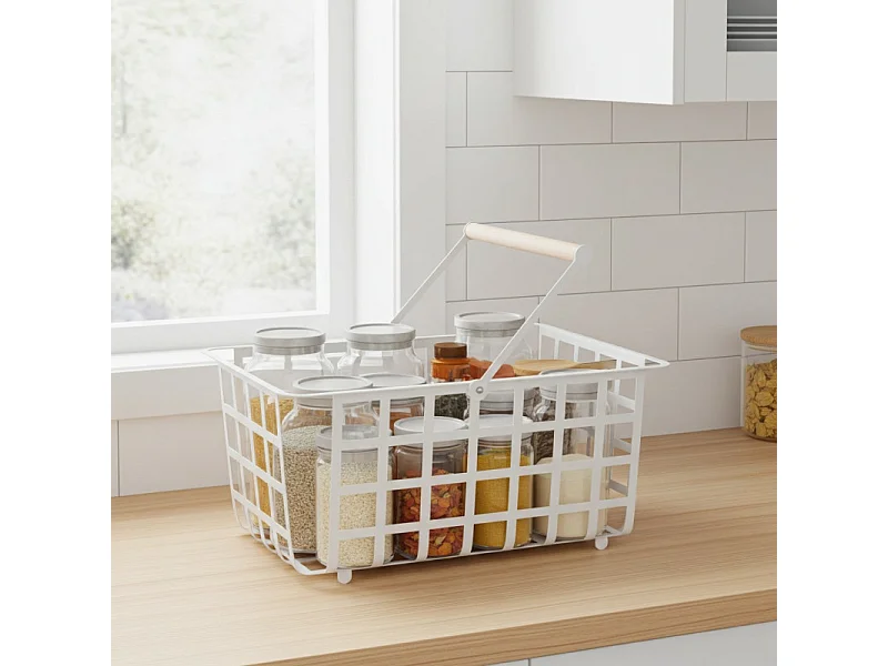 Panier de rangement et décoratif en métal,avec poignée,  taille semi grande, ZESTA