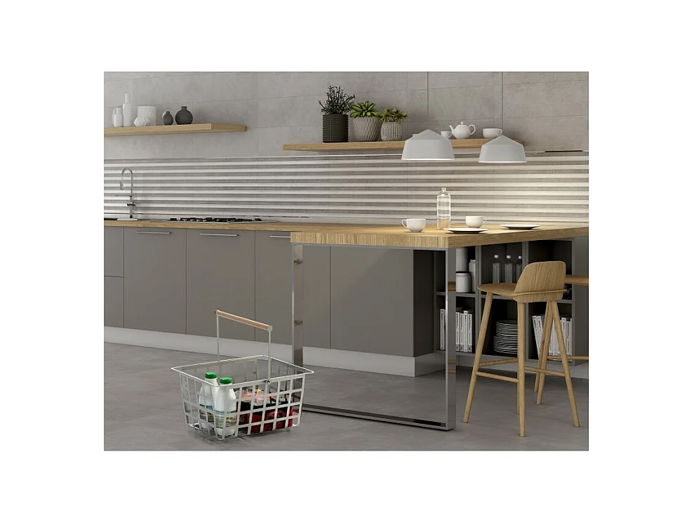 Set de 2 semi grands paniers avec poignée en bois, ZESTA.