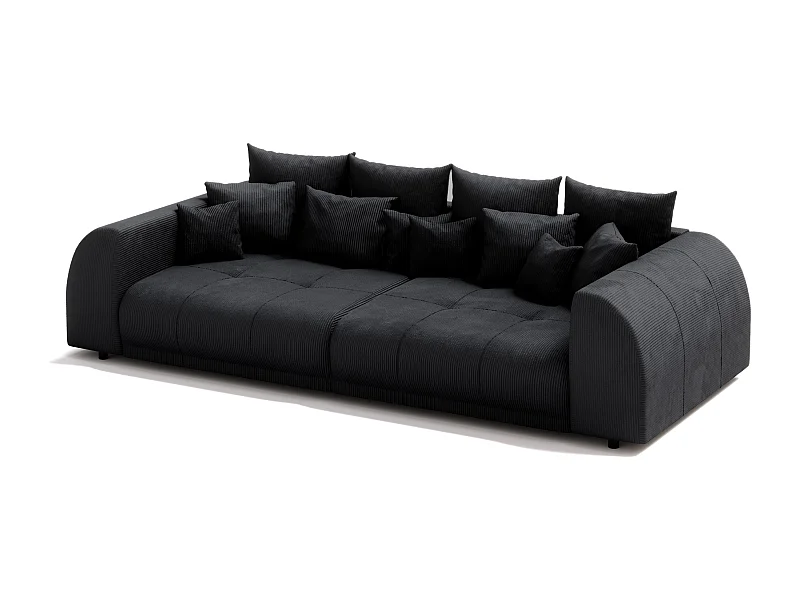 Levana - Big Sofa 5 Sitzer boxspringfederung lounge Sofa in Schwarz Cord-Stoff
