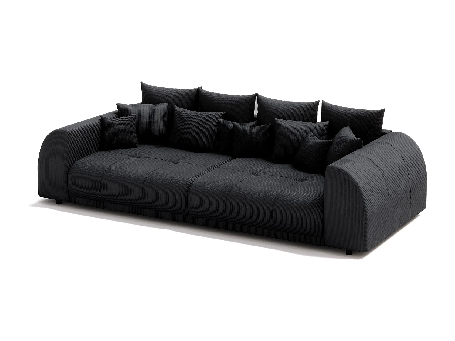 Levana - Big Sofa 5 Sitzer boxspringfederung lounge Sofa in Schwarz Cord-Stoff