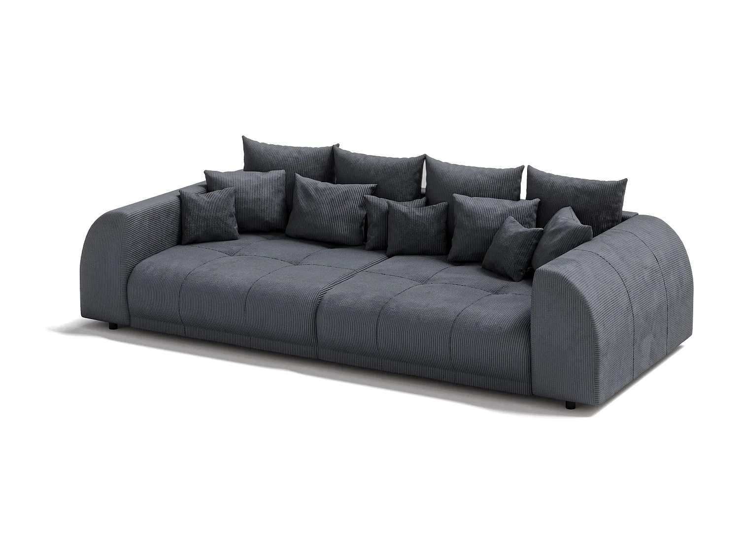 Levana - Big Sofa 5 Sitzer boxspringfederung lounge Sofa in Grau Cord-Stoff