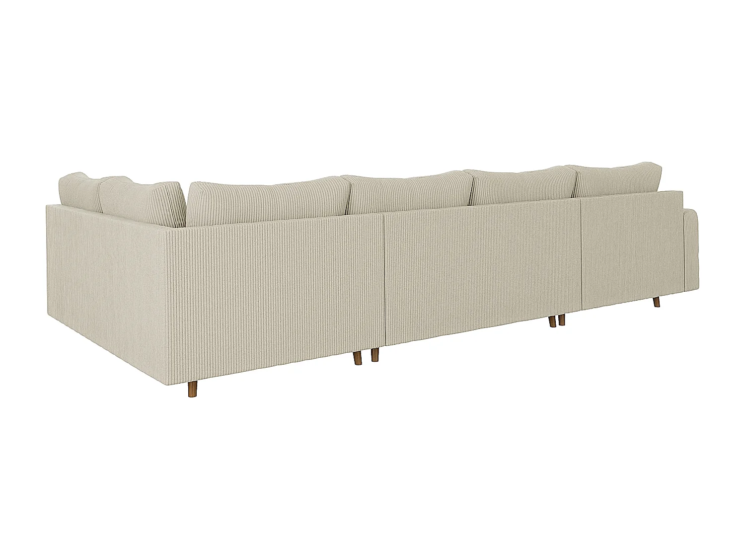 Jasper - Wohnlandschaft mit Braun Holzfüßen im skandinavischen Stil aus Beige Cord-Stoff, Ottomane links