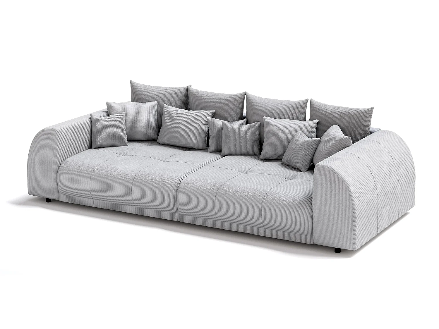 Levana - Big Sofa 5 Sitzer boxspringfederung lounge Sofa in Hellgrau Cord-Stoff
