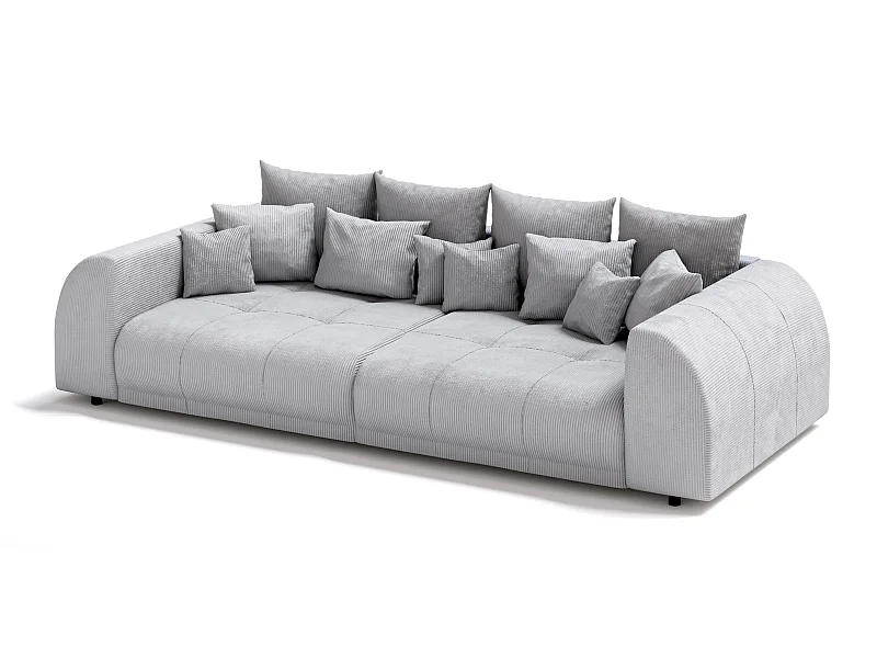 Levana - Big Sofa 5 Sitzer boxspringfederung lounge Sofa in Hellgrau Cord-Stoff
