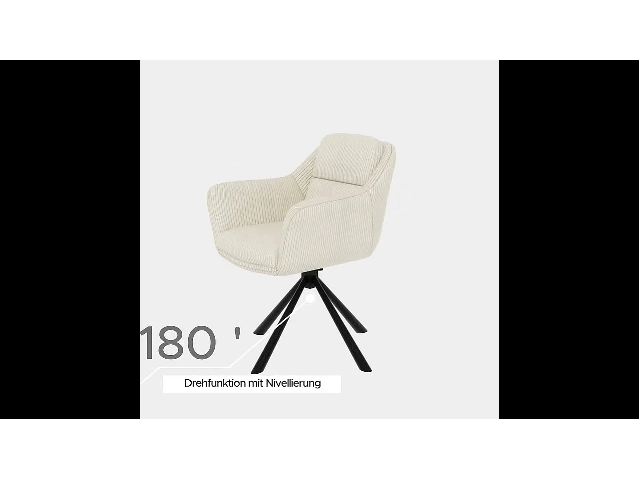 Carl - Polsterstuhl mit 180° Drehfunktion und Nivellierung aus Beige Cord-Stoff