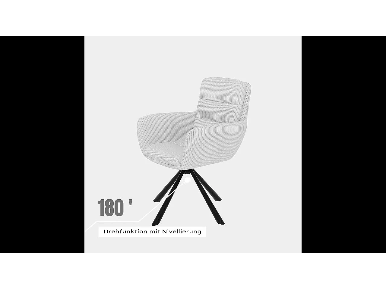 Chaise rembourrée en tissu côtelé avec fonction de rotation à 180° et mise à niveau FRANK