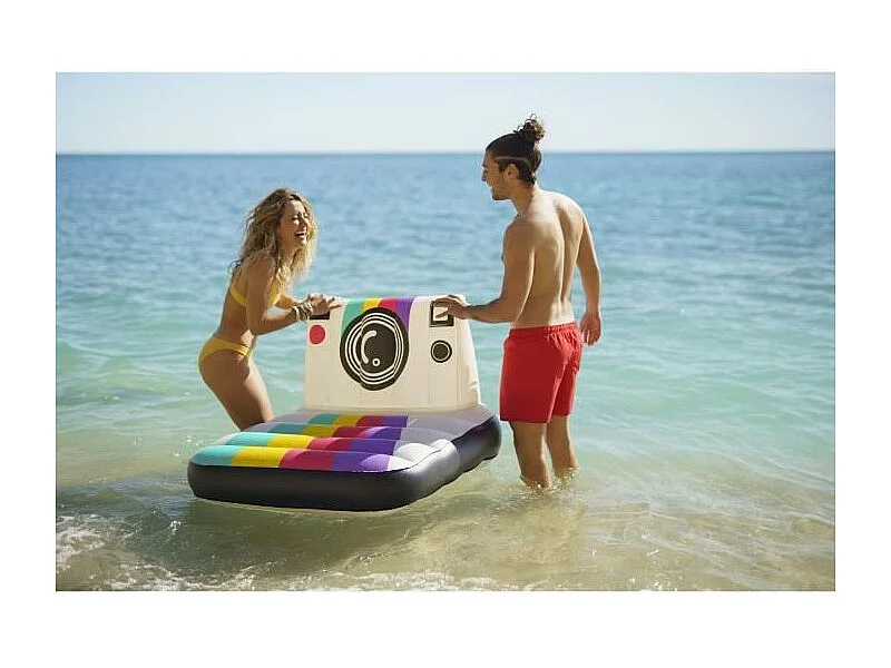 Materassino Gonfiabile per Spiaggia o Piscina Bestway Pose n´float 127x102 cm con Multicolore a Forma di Macchina Fotografica