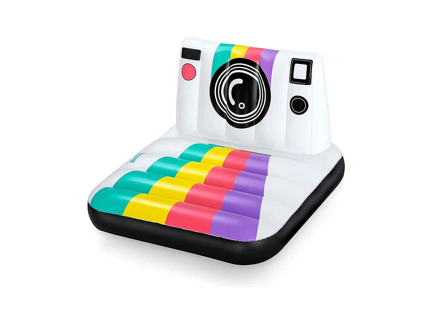 Matelas gonflable de piscine - BESTWAY - Polaroid - 1 adulte, 90 kg - Blanc et multicolore