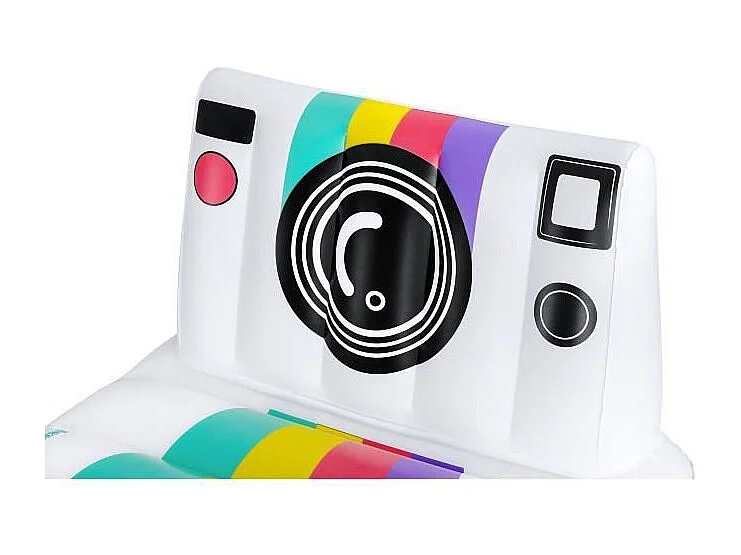 Matelas gonflable de piscine - BESTWAY - Polaroid - 1 adulte, 90 kg - Blanc et multicolore