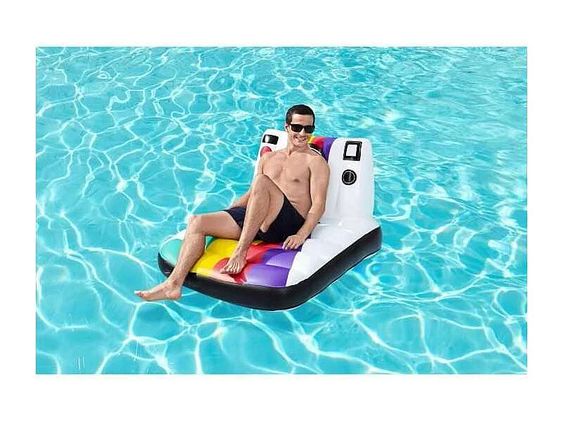Colchoneta Hinchable para Playa o Piscina Bestway Pose n´float 127x102 cm con Diseño Multicolor en forma de Cámara de Fotos