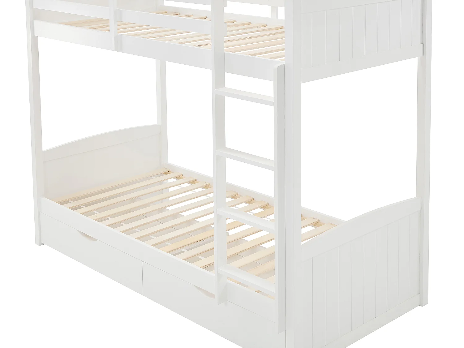 Letto a castello 2 x 90 x 200 cm 2 cassetti Abete e MDF Bianco - LIMODARA