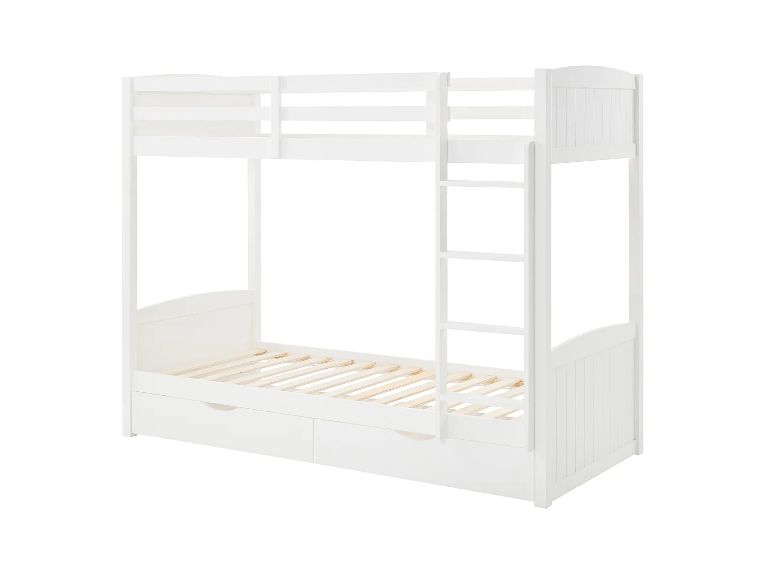 Etagenbett - 2 x 90 x 200 cm - 2 Schubladen - Kiefer & MDF - Weiß - LIMODARA