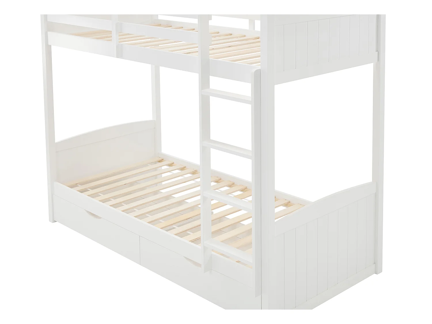 Etagenbett - 2 x 90 x 200 cm - 2 Schubladen - Kiefer & MDF - Weiß - LIMODARA