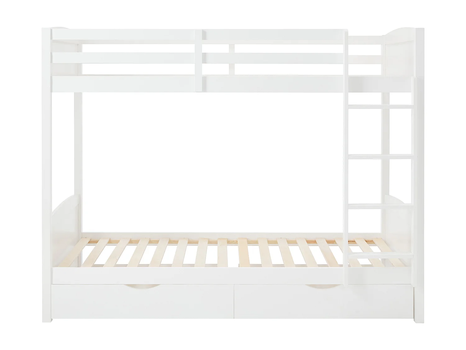 Lits superposés  2 x 90 x 200 cm - 2 tiroirs - Pin et MDF - Blanc - LIMODARA