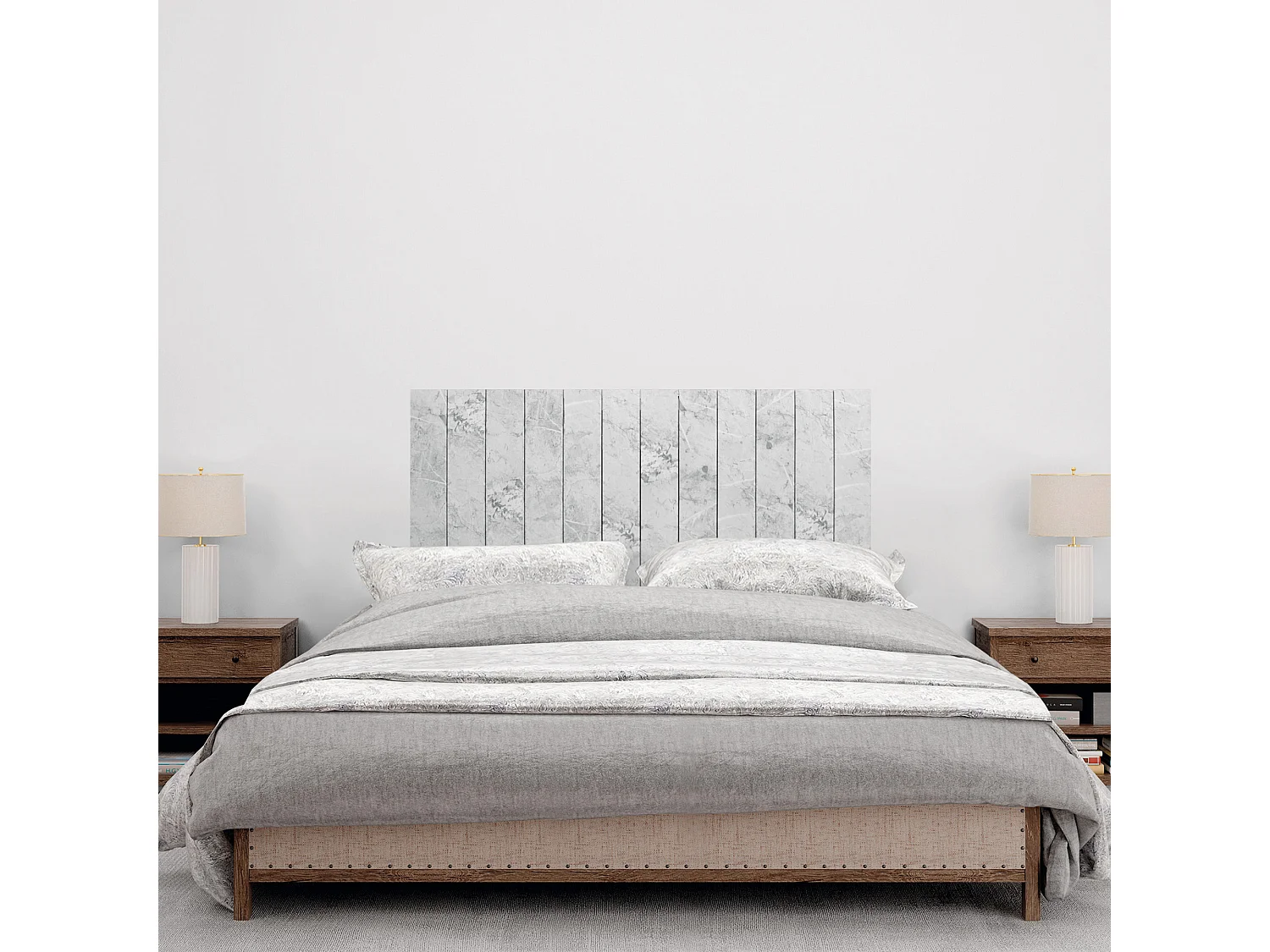 DHOME Tête de Lit Bois Recyclé Dm Style Vertical avec Pieds 110x115cm Lits 110 - Finition Marbre