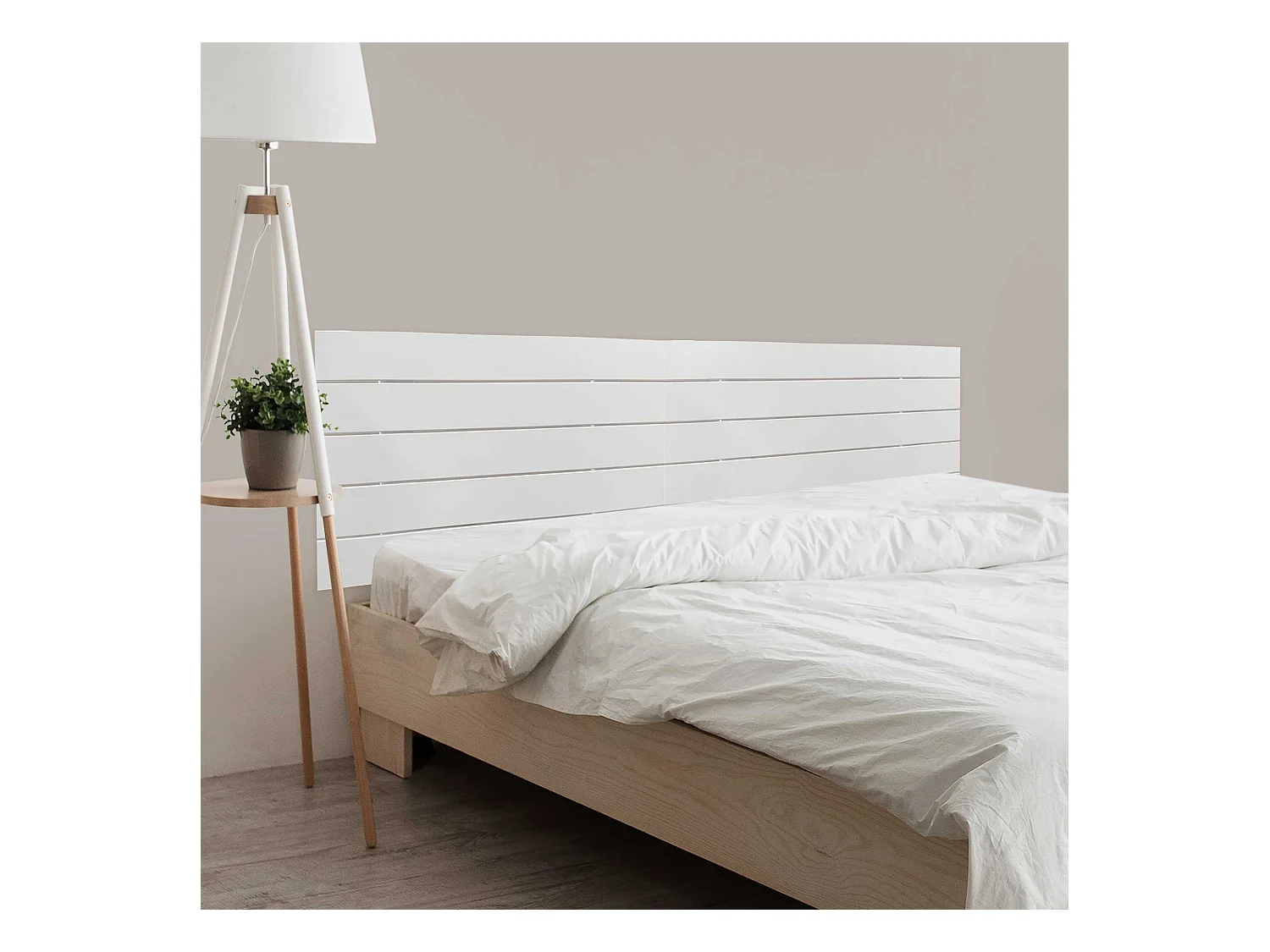 DHOME Tête de Lit en Bois DM Recyclé Double Style Palette Horizontale 180x46cm Lits 180 - Bois Blanc