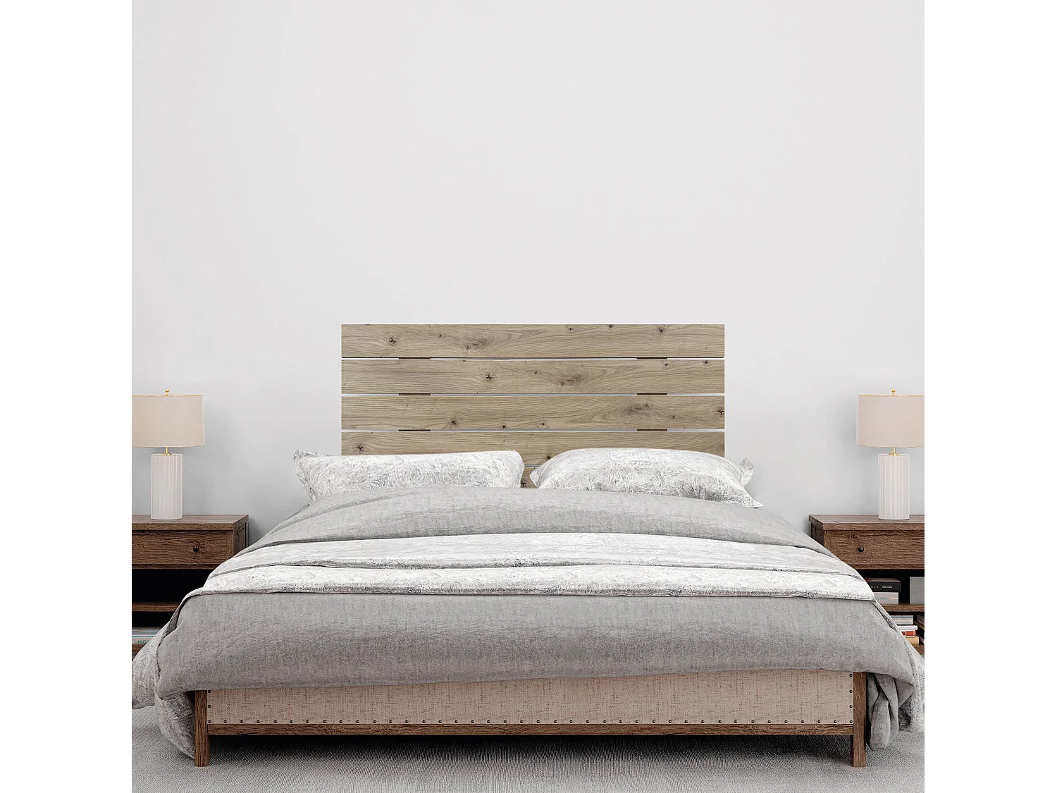 DHOME Kopfteil aus recyceltem Holz, Dm, horizontal, Palettenstil mit Beinen, 80 x 115 cm, Betten 80 – Eiche
