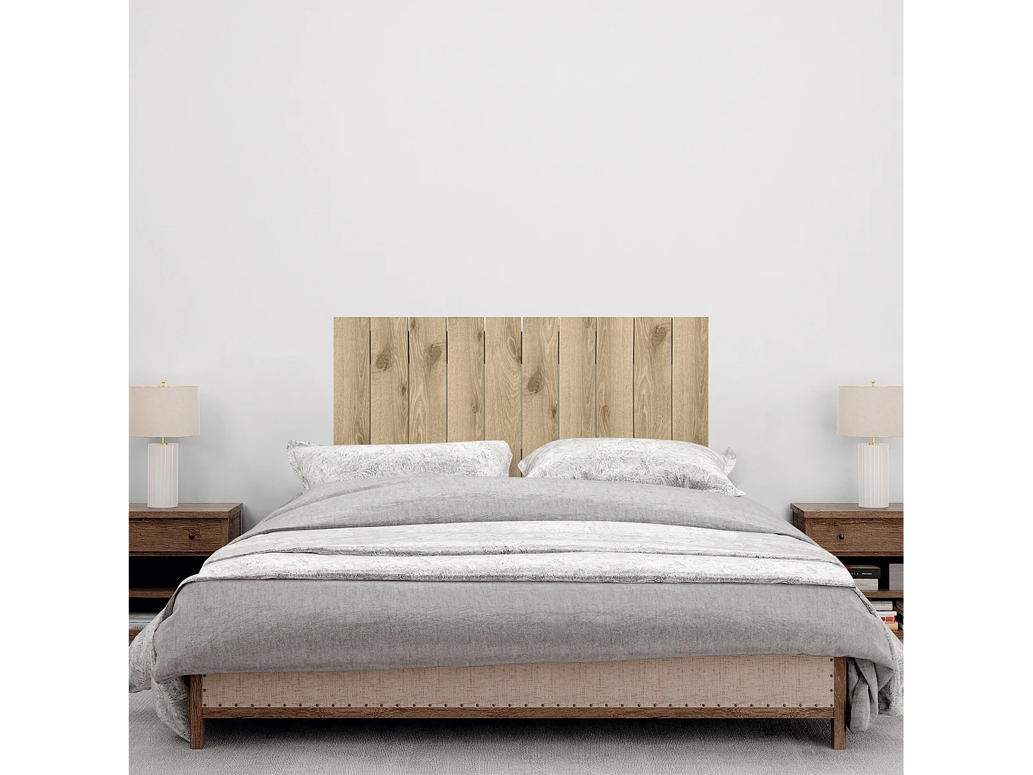 DHOME Kopfteil aus recyceltem Holz im vertikalen Dm-Stil mit Beinen 110 x 115 cm, Betten 110 – Kambriumholz