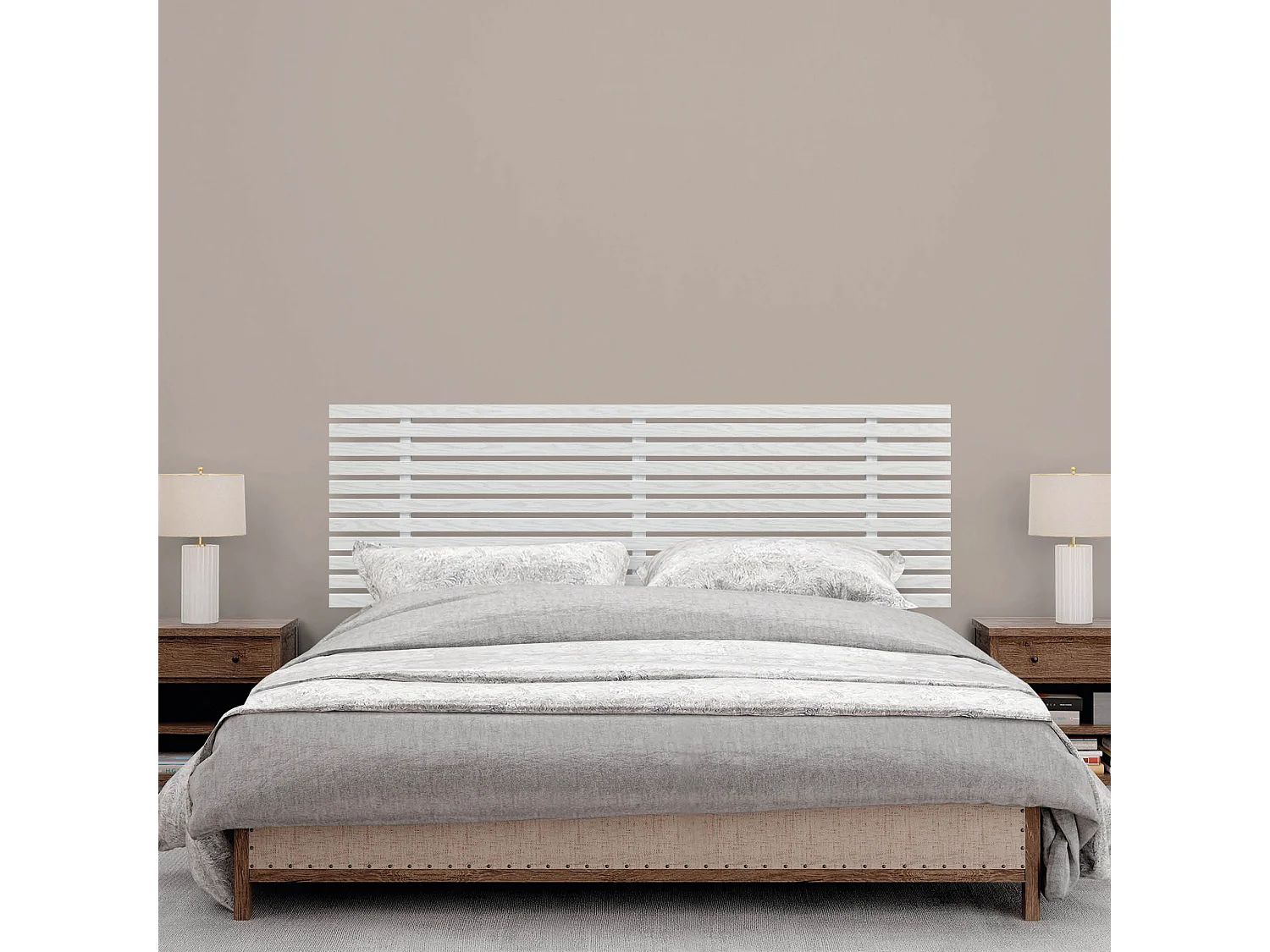 DHOME Tête de Lit Bois Recyclé Dm Style Japonais avec Pieds 160x115cm Lits 160 - Bois Blanc