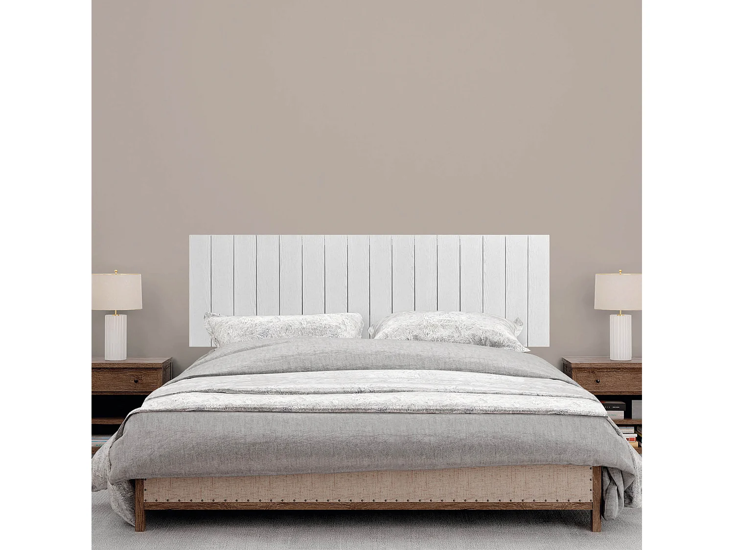 DHOME Cabeceira de Madeira Reciclada Dm Estilo Vertical com Pernas 135x115cm Camas 135 - Madeira Branca