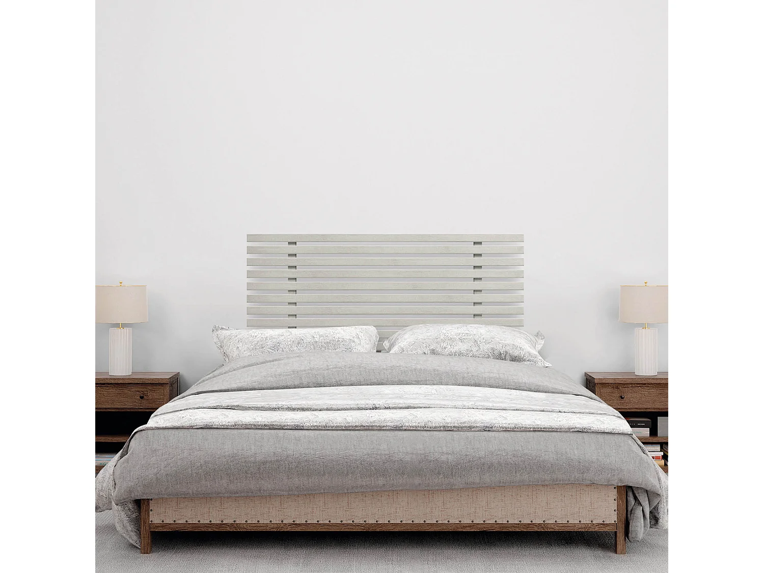 DHOME Tête de Lit Bois Recyclé Dm Style Japonais avec Pieds 90x115cm Lits 90 - Gris Tribal