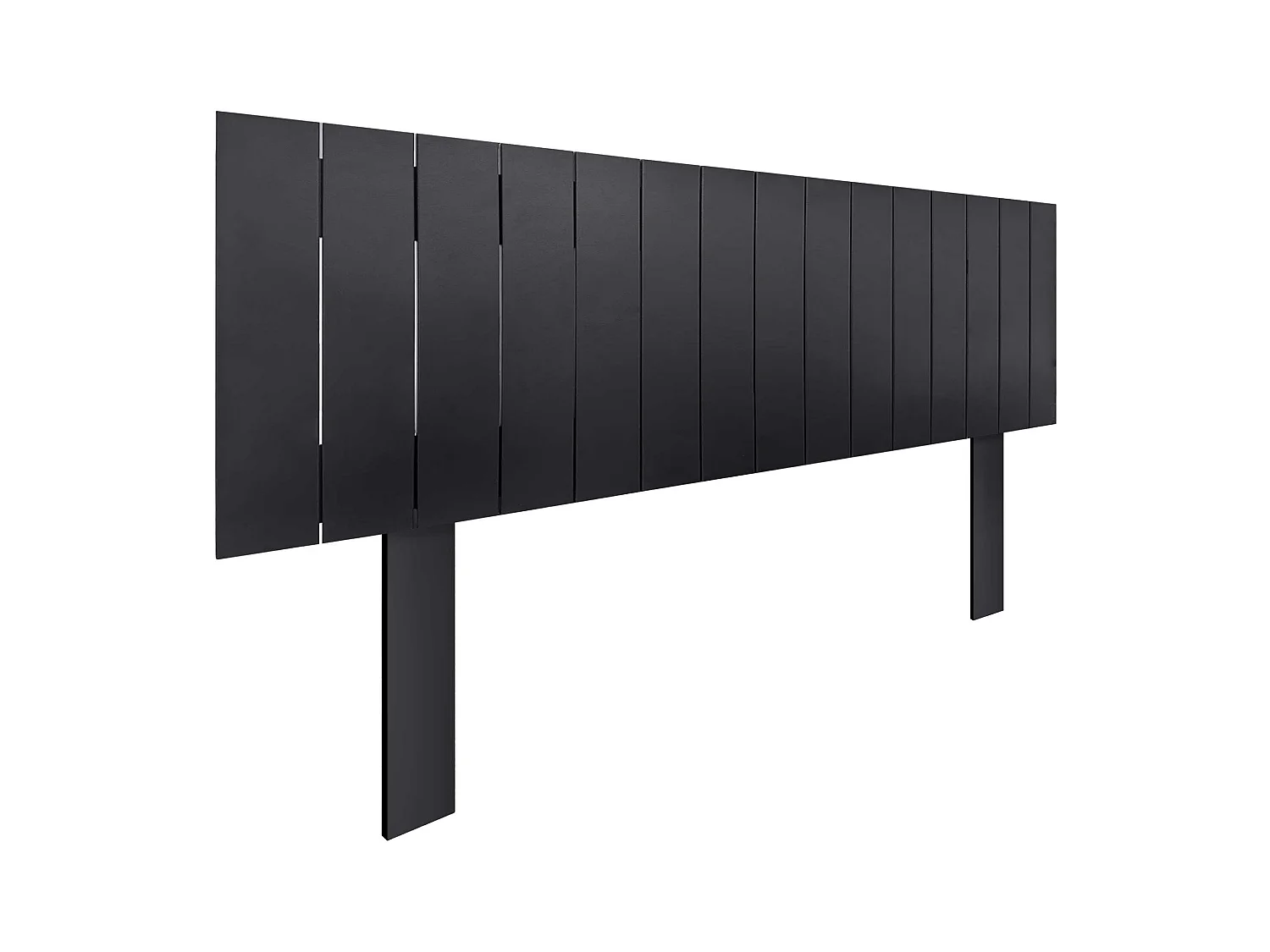 DHOME Kopfteil aus recyceltem Holz im vertikalen Dm-Stil mit Beinen 135 x 115 cm, Betten 135 – Massives Schwarz