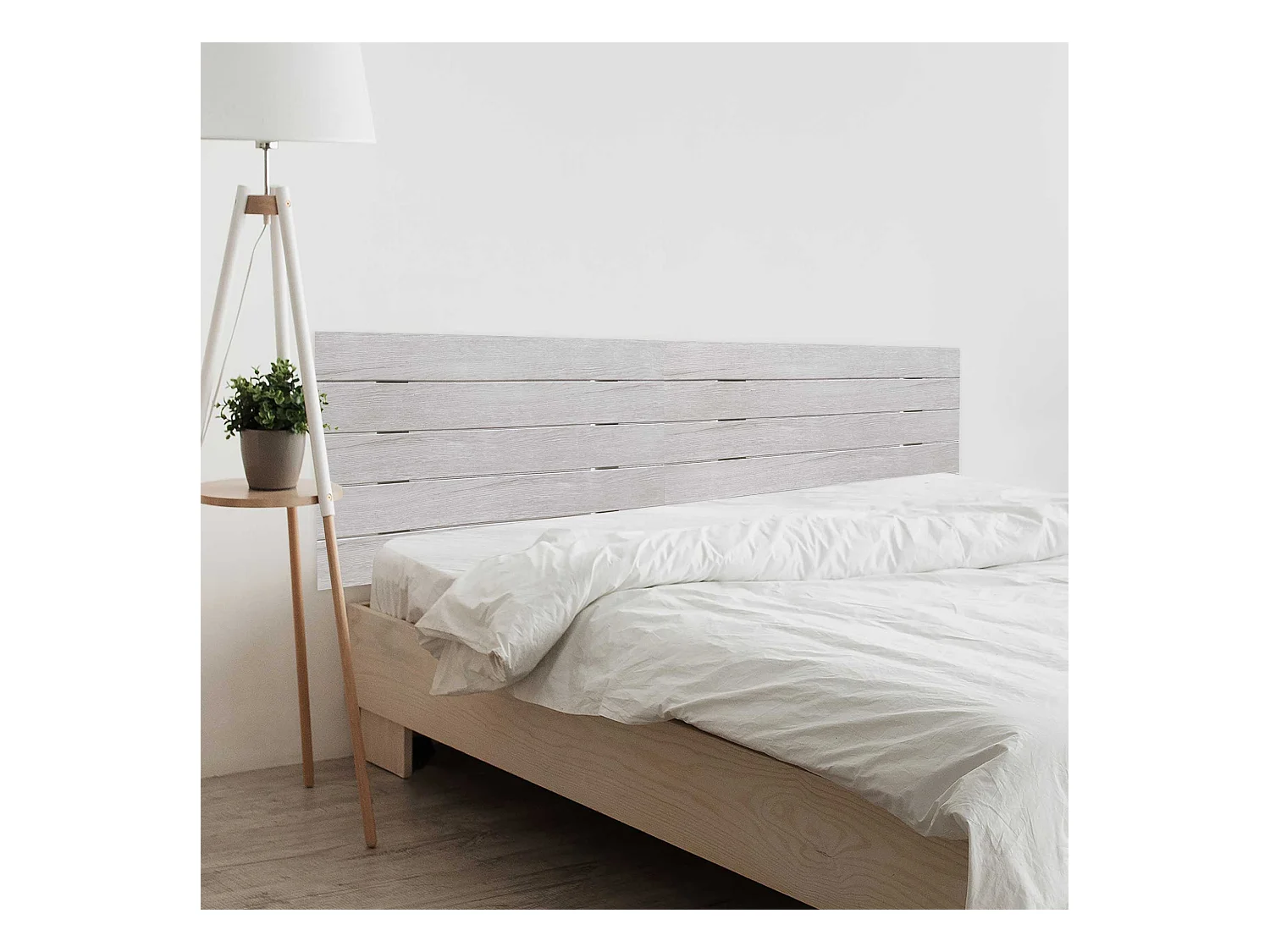 DHOME Tête de Lit en Bois DM Recyclé Double Style Palette Horizontale 190x46cm Lits 190 - Bois Blanc