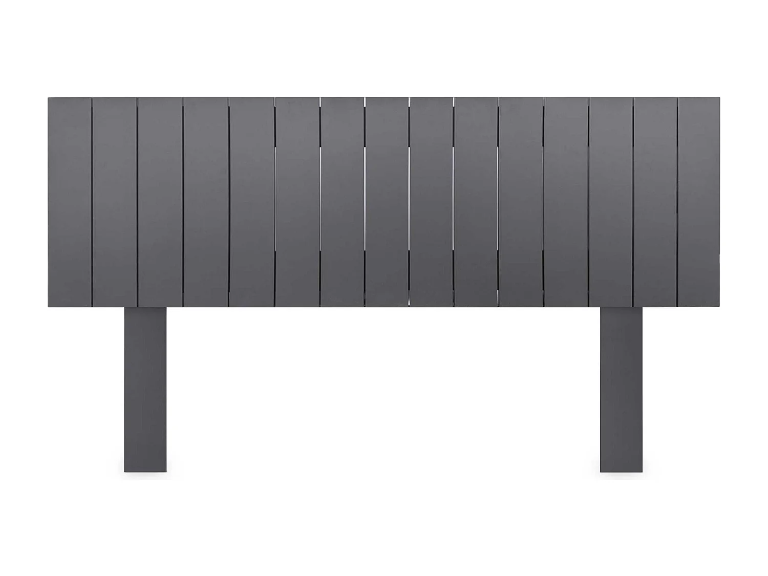 DHOME Kopfteil aus recyceltem Holz im vertikalen Dm-Stil mit Beinen 135 x 115 cm, Betten 135 – Massives Grau