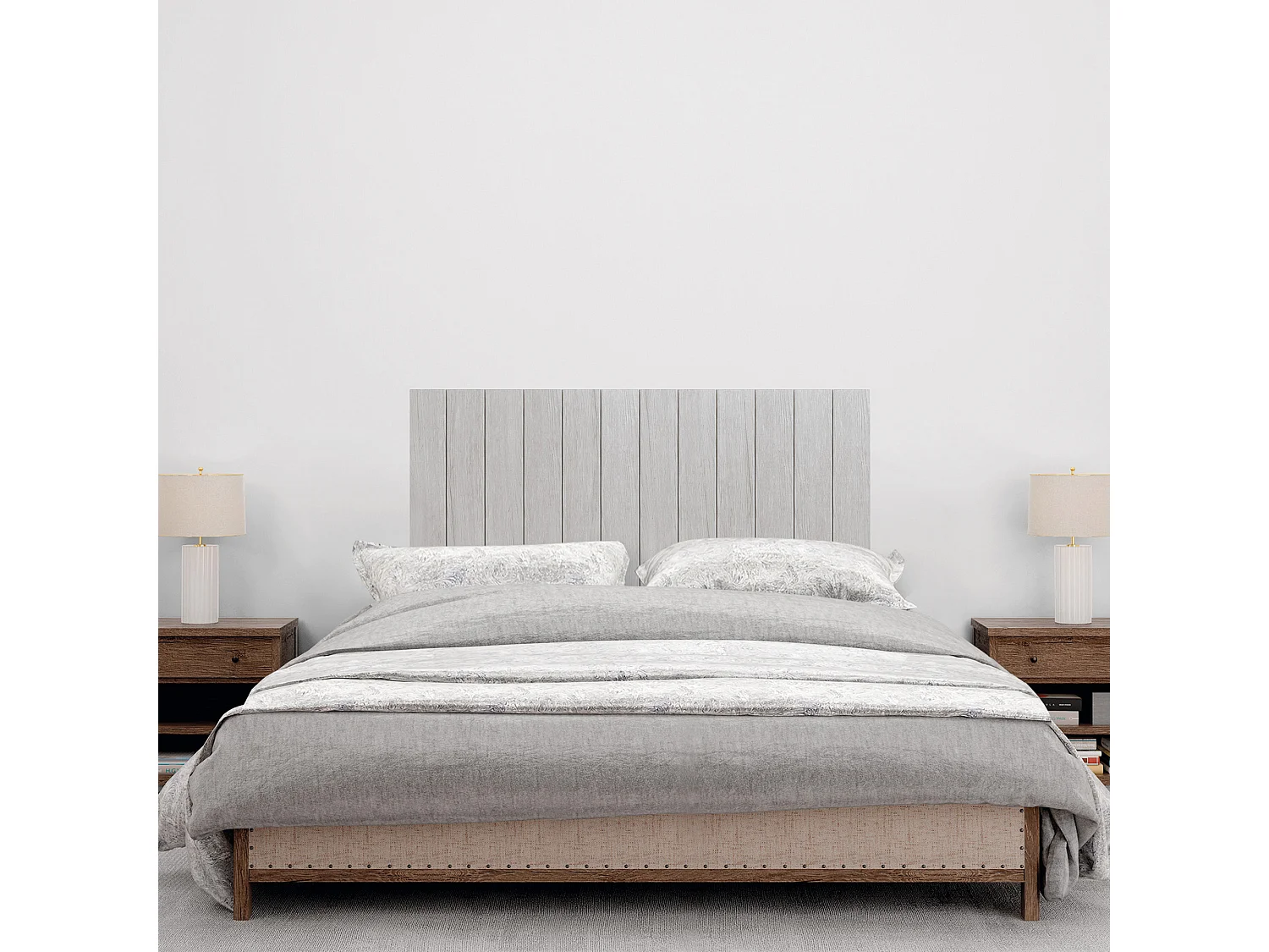 DHOME Tête de Lit Bois Recyclé Dm Style Vertical avec Pieds 110x115cm Lits 110 - Arctique