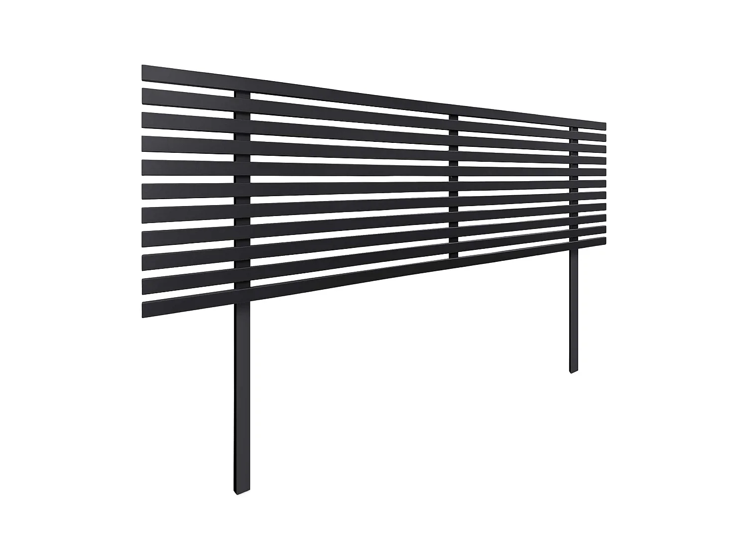 DHOME Hoofdeinde van gerecycled hout Dm Japanse stijl met poten 145x115cm bedden 145 - Effen zwart