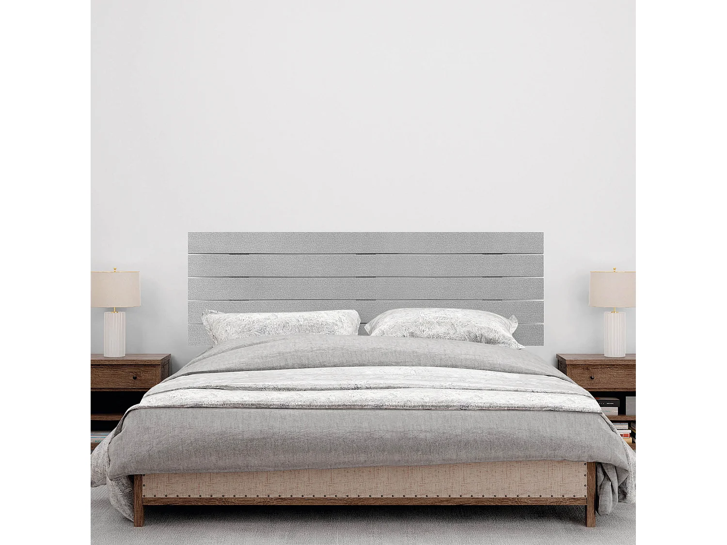 DHOME Tête de Lit Bois Recyclé Dm Style Palette Horizontale avec Pieds 160x115cm Lits 160 - Pointes Grises