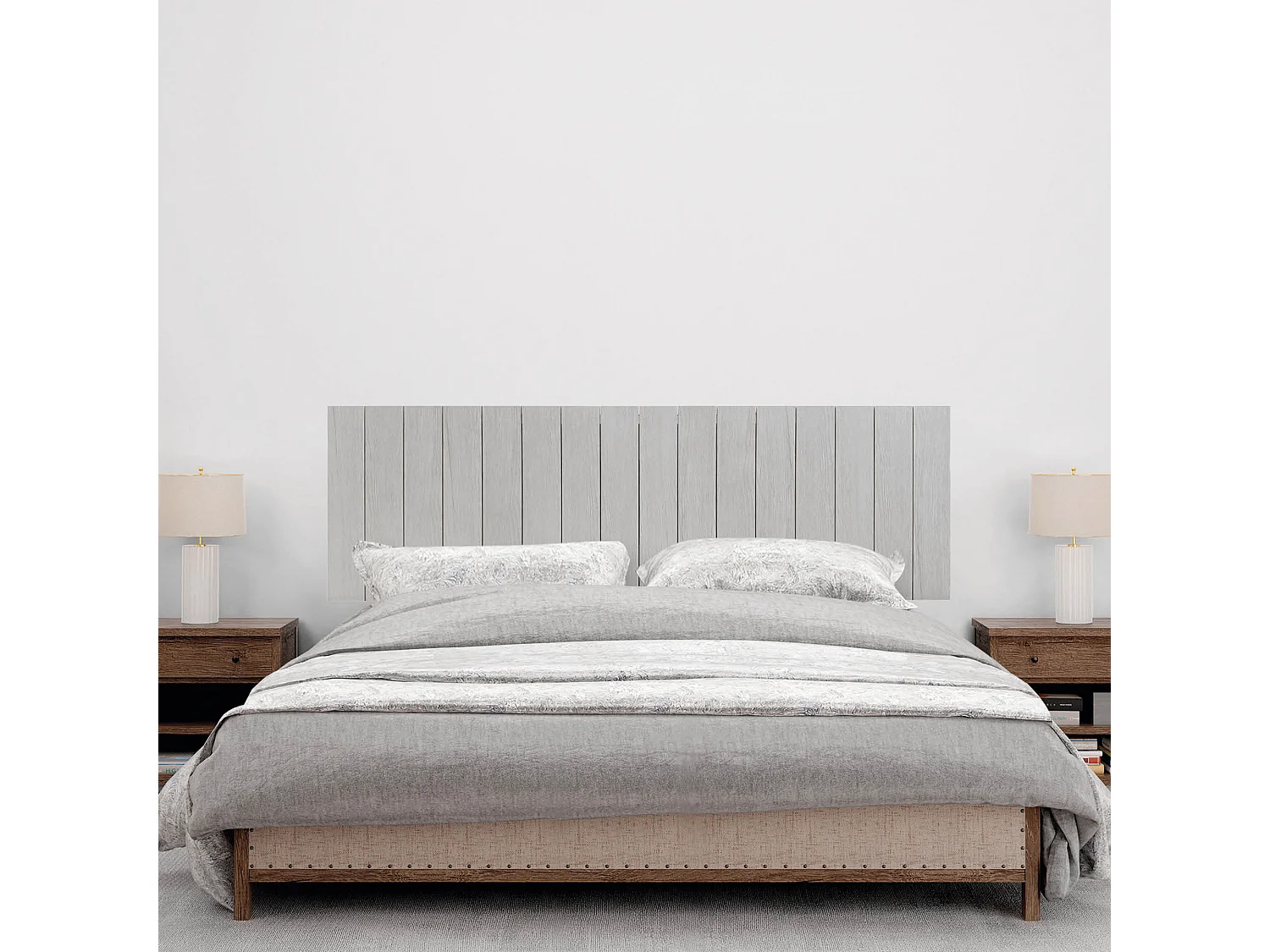 DHOME Tête de Lit Bois Recyclé Dm Style Vertical avec Pieds 145x115cm Lits 145 - Arctique