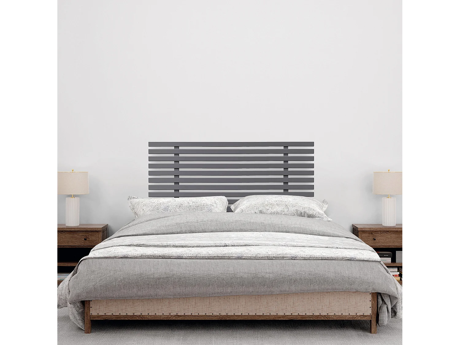 DHOME Tête de Lit Bois Recyclé Dm Style Japonais avec Pieds 80x115cm Lits 80 - Gris Massif