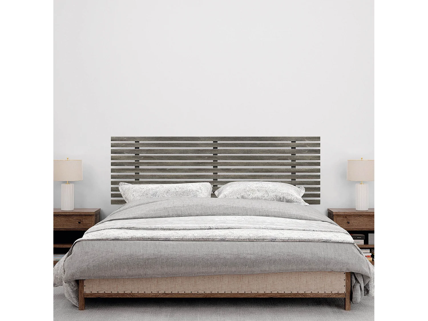 DHOME Tête de Lit Bois Recyclé Dm Style Japonais avec Pieds 150x115cm Lits 150 - Chêne Amazone