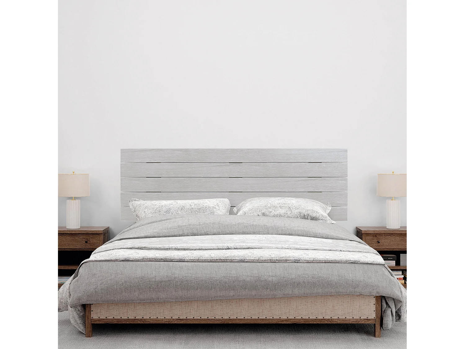 DHOME Hoofdeinde van gerecycled hout Dm Horizontaal Palletstijl met poten 145x115cm Bedden 145 - Arctic