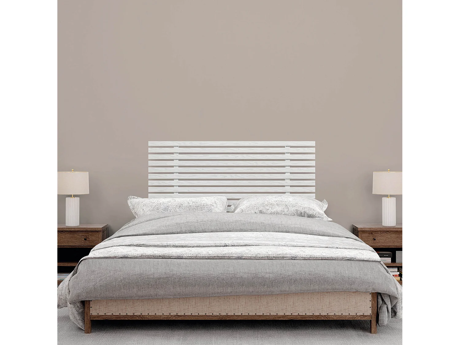 DHOME Tête de Lit Bois Recyclé Dm Style Japonais avec Pieds 105x115cm Lits 105 - Bois Blanc