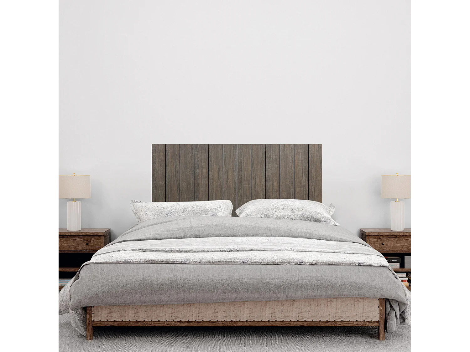 DHOME Testiera in Legno Riciclato Dm Stile Verticale con Gambe 110x115 cm Letti 110 - Rovere Amazon