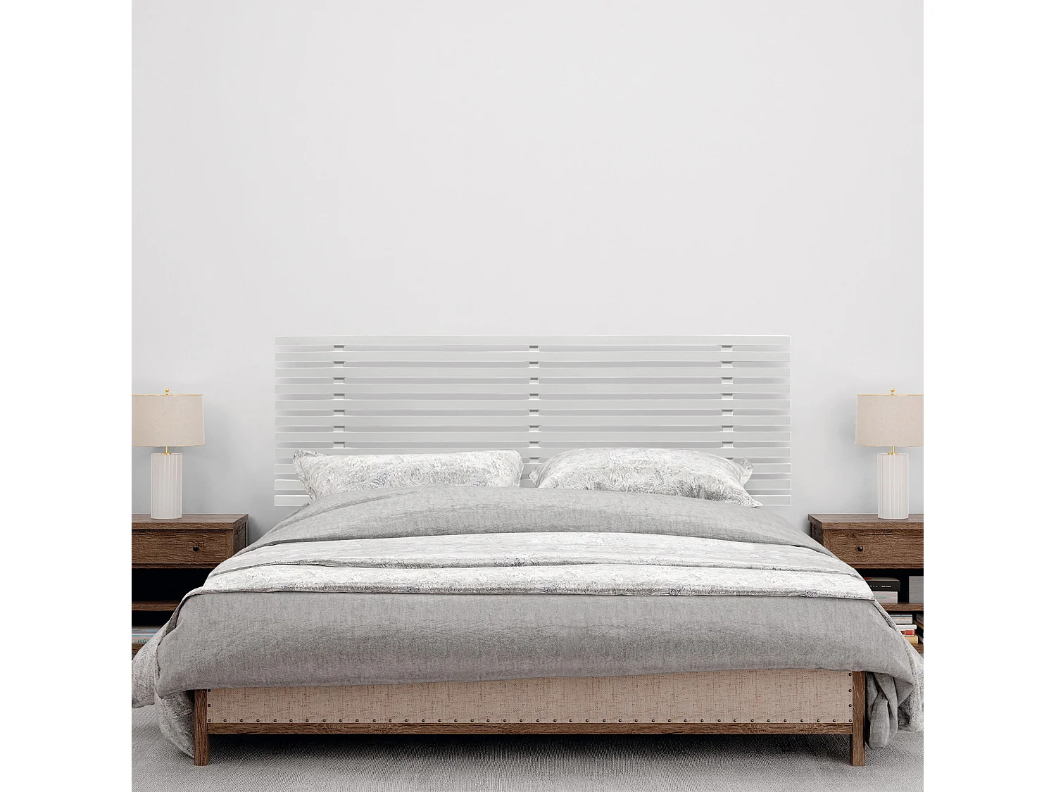 DHOME Tête de Lit Bois Recyclé Dm Style Japonais avec Pieds 160x115cm Lits 160 - Blanc Massif